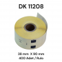 Brother DK-11208 Muadili Etiket  38 mm x 90 mm 400 Adet Adres Beyaz 