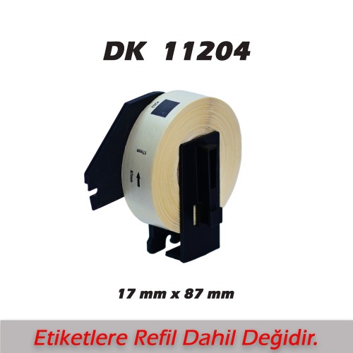 Brother DK-11204 Muadili Etiket  17 mm x 54 mm 400 Adet Die-Cut Cok Amaçlı