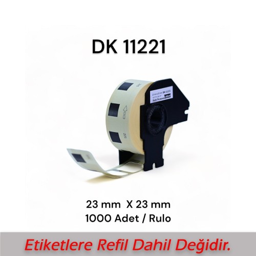 Brother DK-11221 Muadili Etiket  23 mm x 23 mm 1000 Adet  