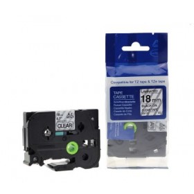 MUADİL Brother P-Touch TZ-tape 18mm Şeffaf-Siyah Etiket 18TZE141
