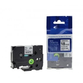 MUADİL Brother P-Touch TZ-tape 18mm Beyaz-Siyah Etiket 18TZE241