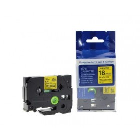 MUADİL Brother P-Touch TZ-tape 18mm Sarı-Siyah Etiket 18TZE641
