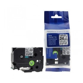 MUADİL Brother P-Touch TZ-tape 24mm Şeffaf-Siyah Etiket 24TZE151