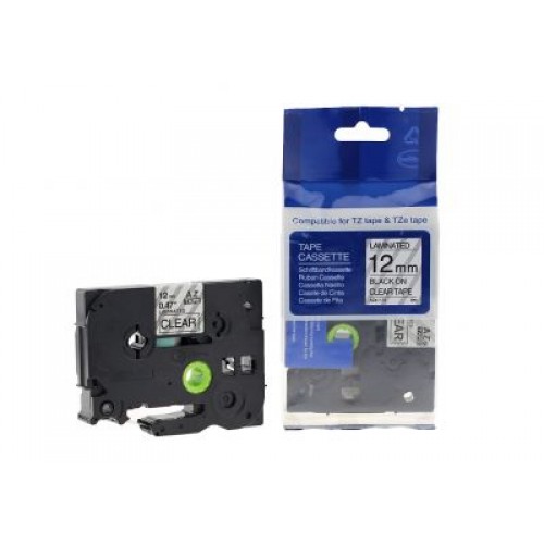 MUADİL Brother P-Touch TZ-tape 12mm Şeffaf-Siyah Etiket 12TZE-131